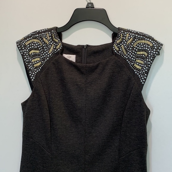 Chin Maggi gray dress beaded shoulder size 8 - Picture 12 of 13